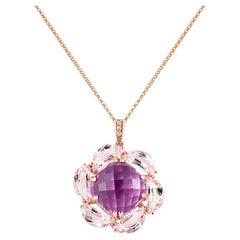Sunita Nahata Amethyst 7.42ct. Pendentif 18 carats avec topaze et diamant.