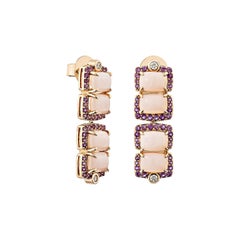 Sunita Nahata Pink Opal & Amethyst 7.48ct. Earrings in 18KRG with Diamond.