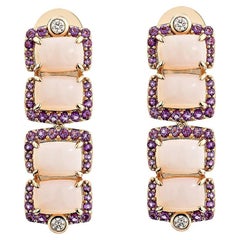 Sunita Nahata Pink Opal & Amethyst 7.48ct. Earrings in 18KRG with Diamond.