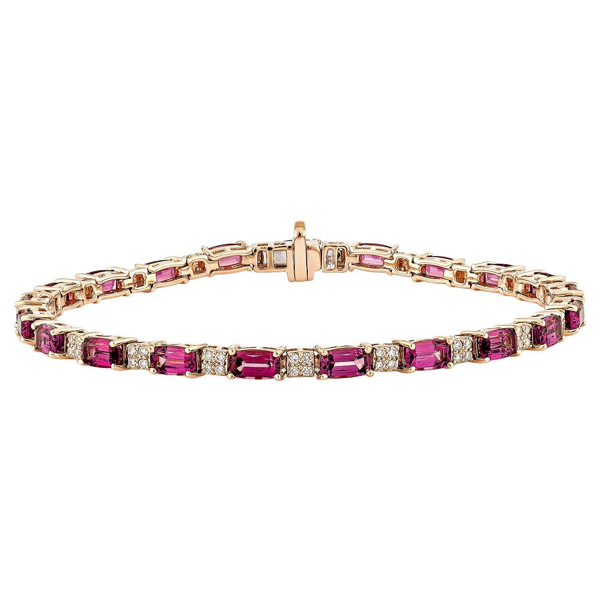 Sunita Nahata  Rhodolite 7.48ct. Bracelet in 14Karat Rose Gold with Diamond. For Sale