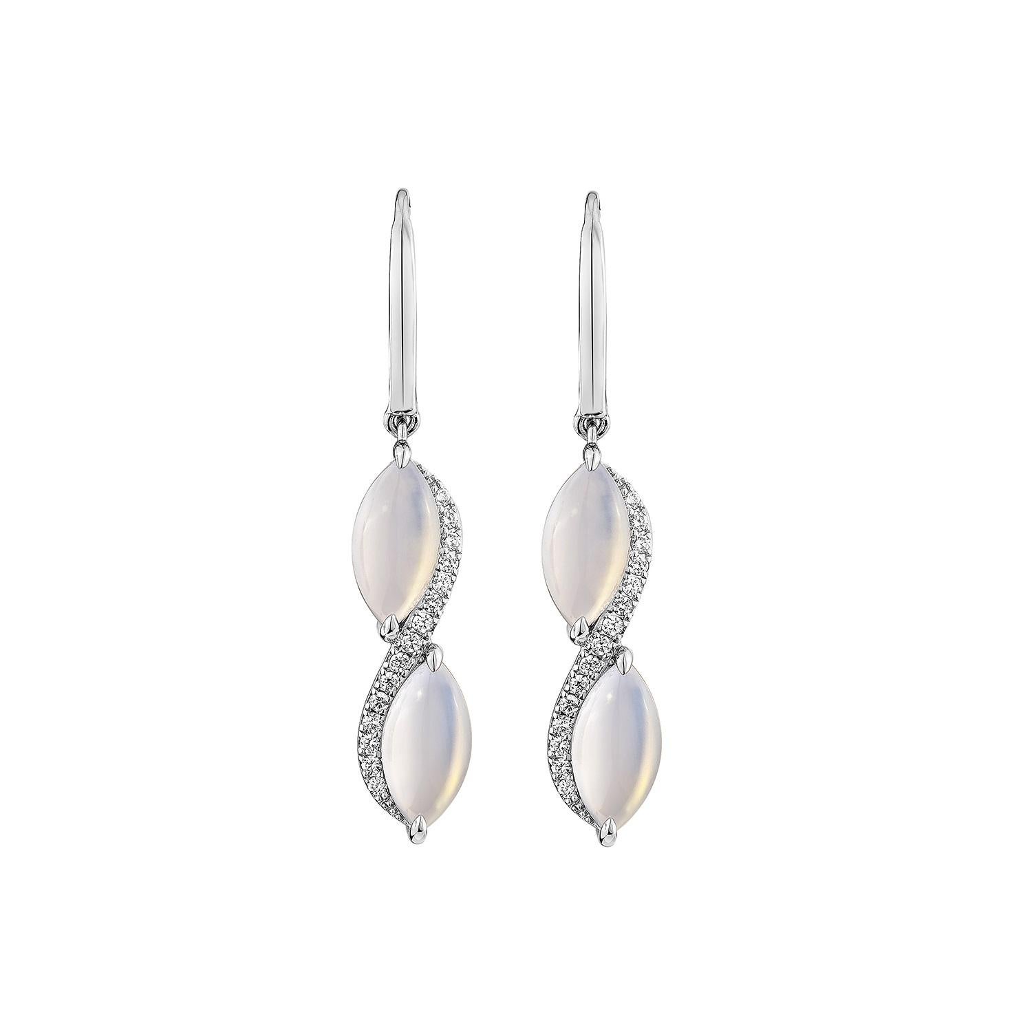 Contemporary Sunita Nahata Blue Chalcedony 7.56ct. Earrings in 14KWG with Diamond. For Sale