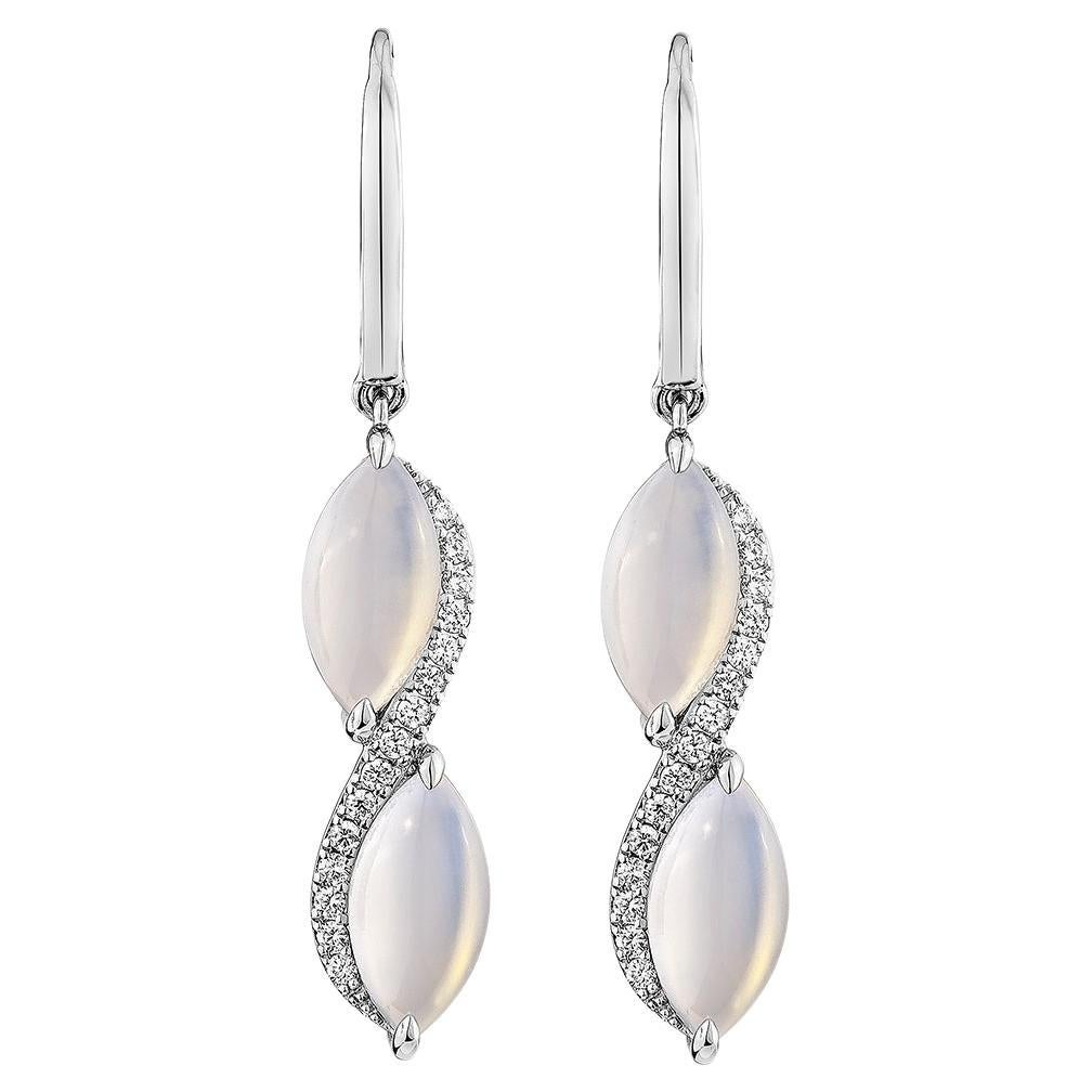 Sunita Nahata Blue Chalcedony 7.56ct. Earrings in 14KWG with Diamond.