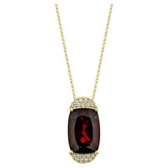 Sunita Nahata 7.75 Carat Red Garnet Pendant in 18KYG with White Diamond.