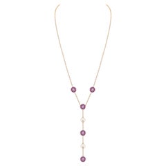 Sunita Nahata Pearl & Pink sapphire 7.93ct. Necklace in 18KRG with Diamond.