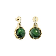 Sunita Nahata Malachite 8.03ct. Drop Earrings in 14KYG with Diamond.