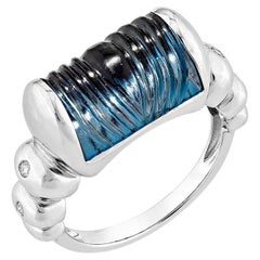 Sunita Nahata London Blue Topaz 8.27ct. Ring in 18KWG with White Diamond.