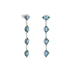 Sunita Nahata Aquamarine & Mix Stone 8.46ct. Earring in 18KWG with Diamond.
