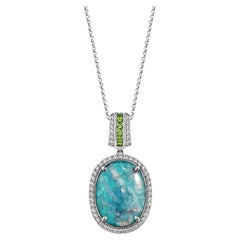 Sunita Nahata Paraiba 9.22ct. Pendant in 18KWG with Tsavorite and Diamond.