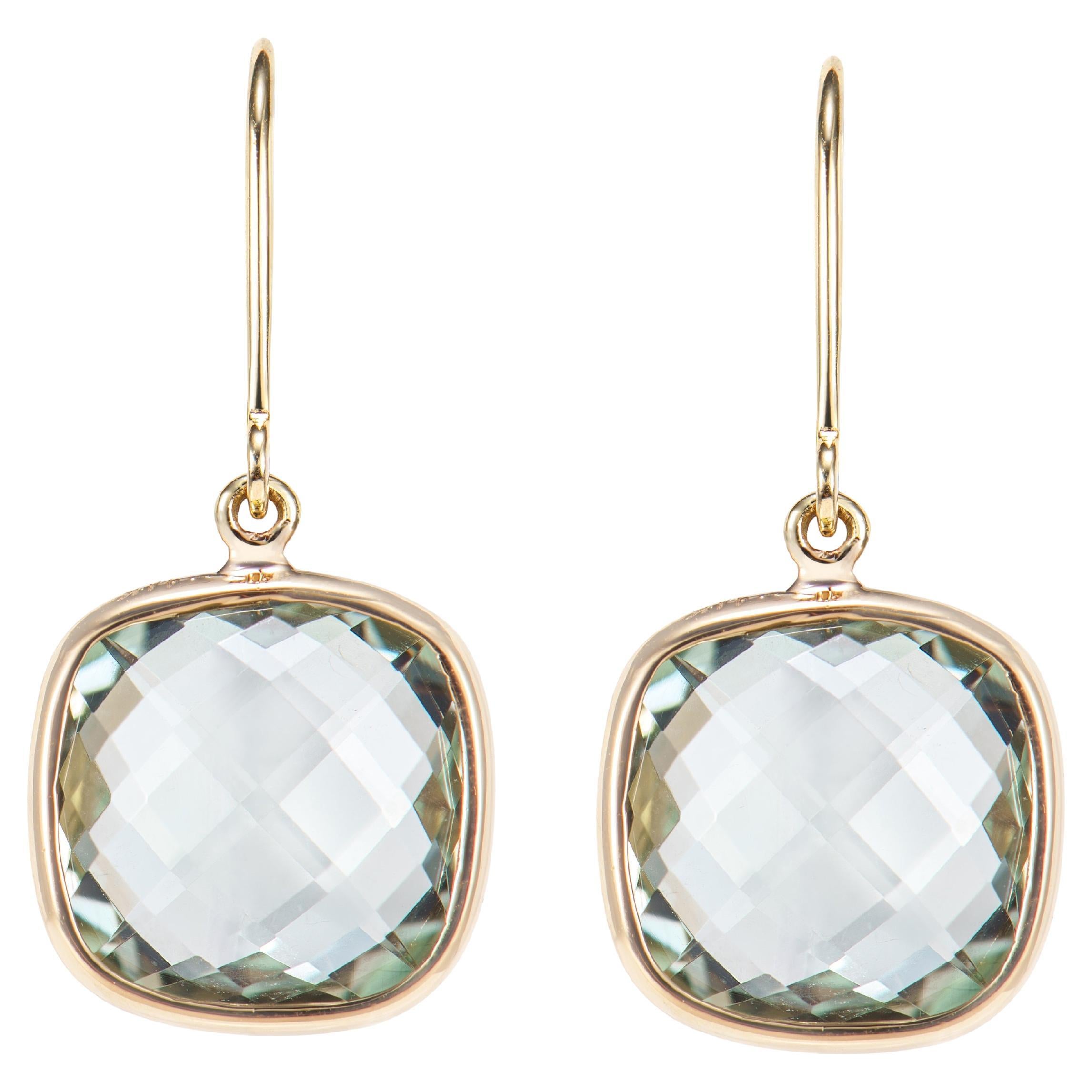 Sunita Nahata Cuarzo menta 9.37ct. Pendientes de oro amarillo de 14 quilates. en venta