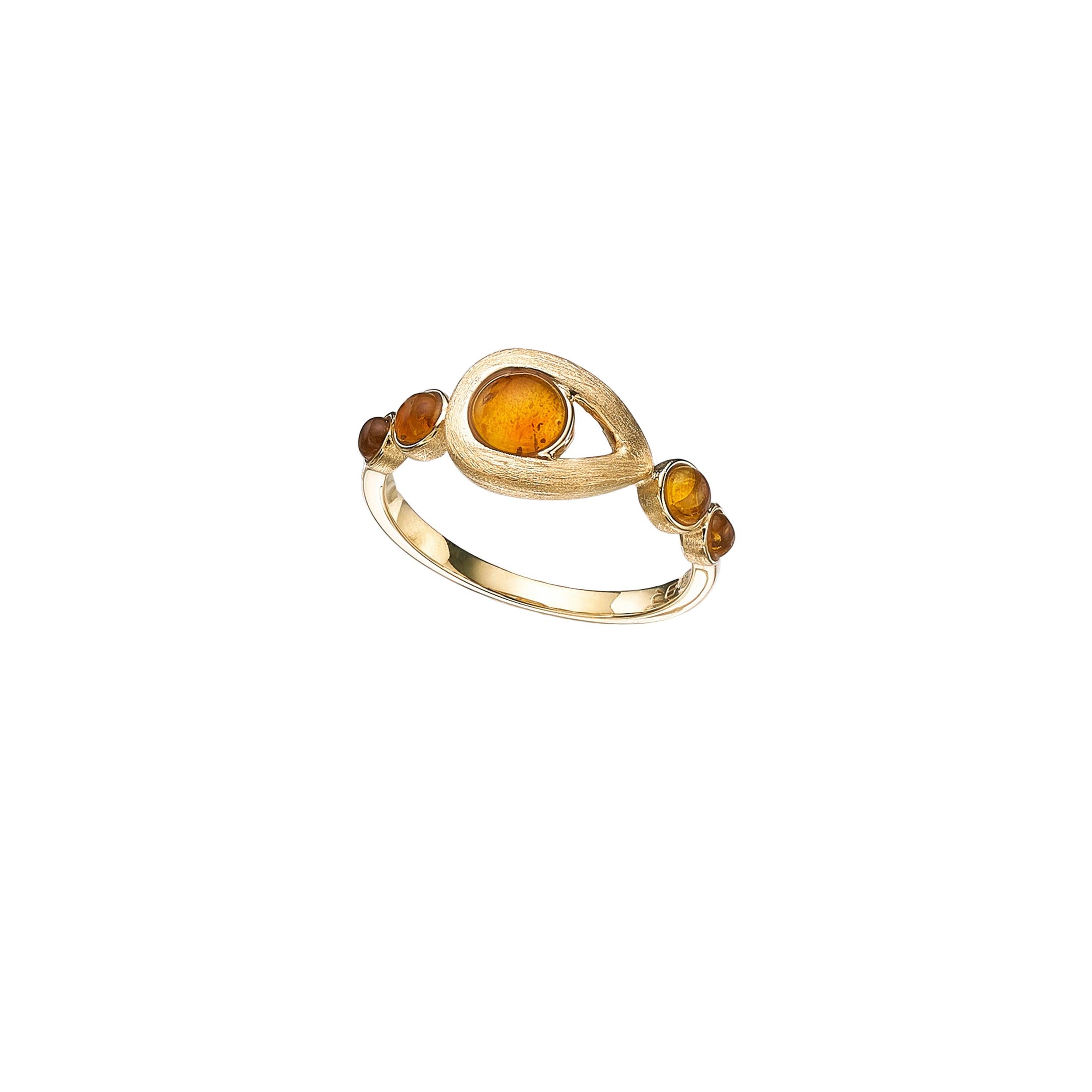 Contemporain Sunita Nahata Ambre 0,32ct. Bague fantaisie en or jaune 18 carats. en vente