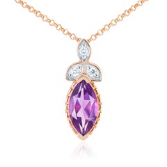 Sunita Nahata Amethyst 0.45ct. Pendant in 14KRG with White Diamond.