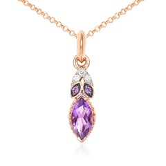Sunita Nahata Amethyst 0.45ct. Pendentif en 14 carats avec diamant blanc.