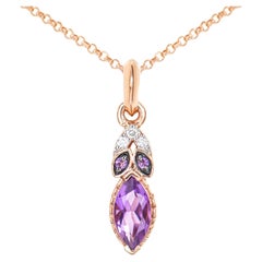Sunita Nahata Amethyst 0.45ct. Pendentif en 14 carats avec diamant blanc.