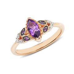 Sunita Nahata Amethyst 0.46ct. Fancy Ring in 14KRG with White Diamond.