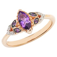 Sunita Nahata Ametista 0.46ct. Anello fantasia in 14KRG con diamante bianco.