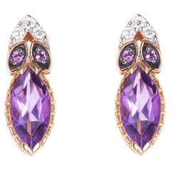 Sunita Nahata Ametista 0.90ct. Orecchini a perno in 14KRG con diamante bianco. Sunita Nahata Ametista 0.90ct. Orecchini a perno in 14KRG con diamante bianco.