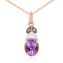 Sunita Nahata Amethyst 1.02ct. Pendentif en 14 carats avec diamant blanc.