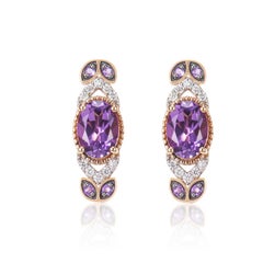 Sunita Nahata Amethyst 1.27ct. Stud Earrings in 14KRG with White Diamond.