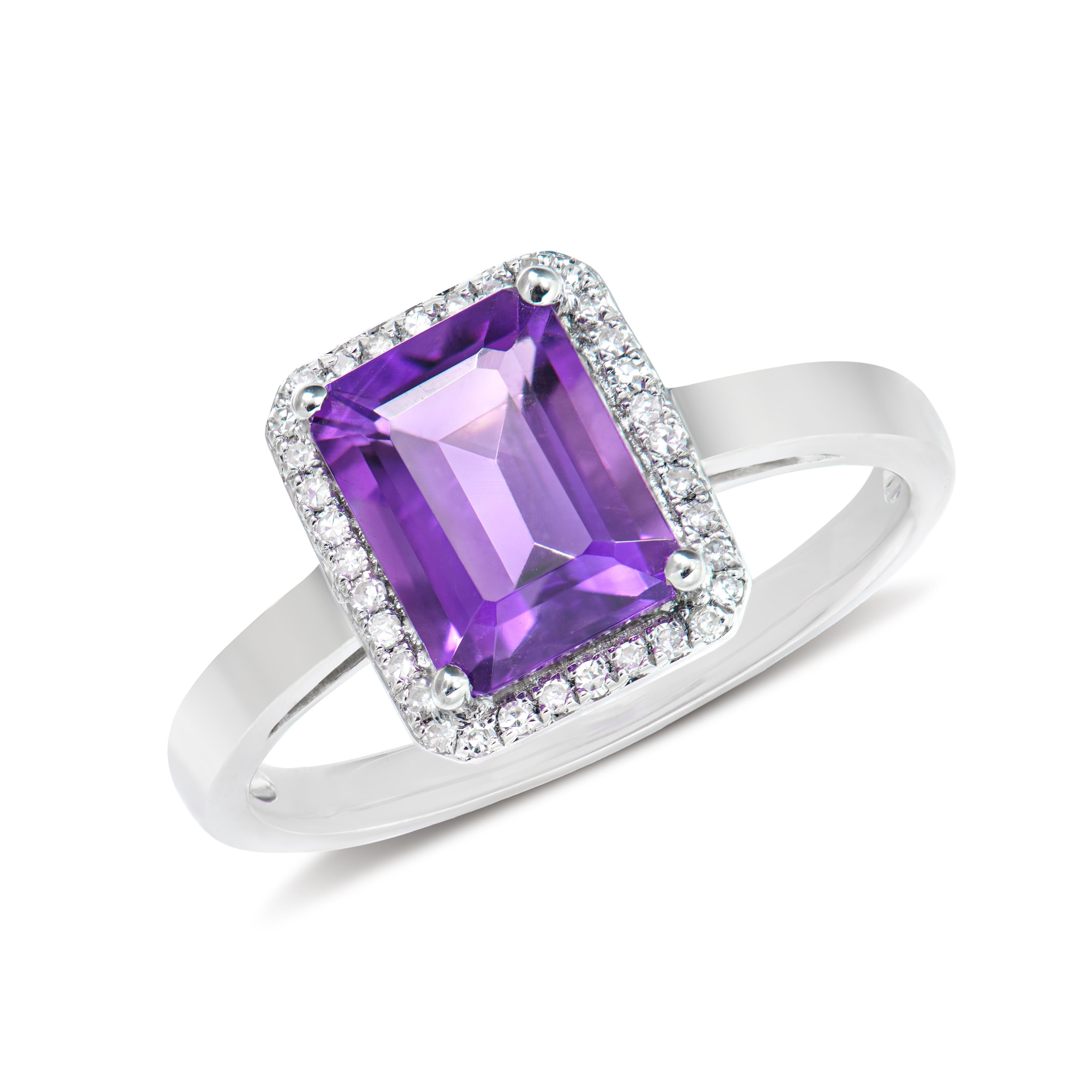 Sunita Nahata Amethyst 1.40 Karat. Fancy Ring aus 18KWG mit weißem Diamant. (Achteckschliff) im Angebot
