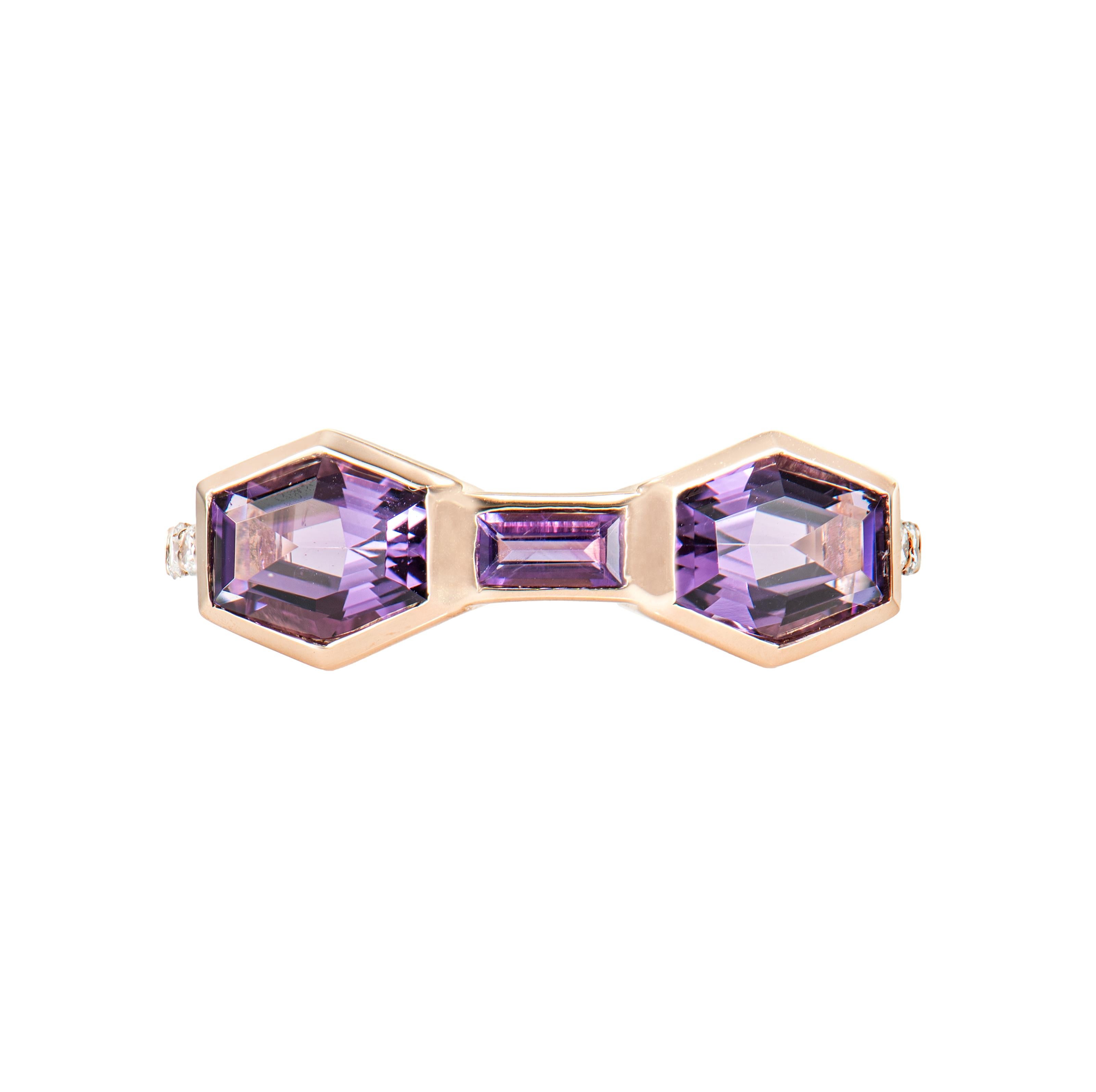 Sunita Nahata Amethyst 1.49 Karat. Fancy Ring aus 14 Karat Roségold mit Diamant. (Zeitgenössisch) im Angebot