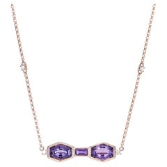 Sunita Nahata Amethyst 1.58ct. Pendentif en or rose 14 carats avec diamants