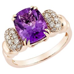Sunita Nahata Amatista 2.45ct. Anillo de fantasía en oro rosa de 14 quilates con diamante.