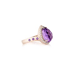Sunita Nahata Amethyst 3.31ct. Fancy ring in 14Karat Rose Gold with Diamond.