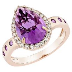 Sunita Nahata Amatista 3.31ct. Anillo de fantasía en oro rosa de 14 quilates con diamante.