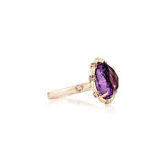 Sunita Nahata Amethyst 3.41ct. Ring in 18KRG with sapphire & White Diamond.