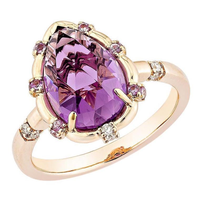 Sunita Nahata Ametista 3.41ct. Anello in 18KRG con zaffiro e diamante bianco.