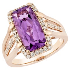 Sunita Nahata Amethyst 3.69ct. Fancy ring in 14Karat Rose Gold with Diamond.