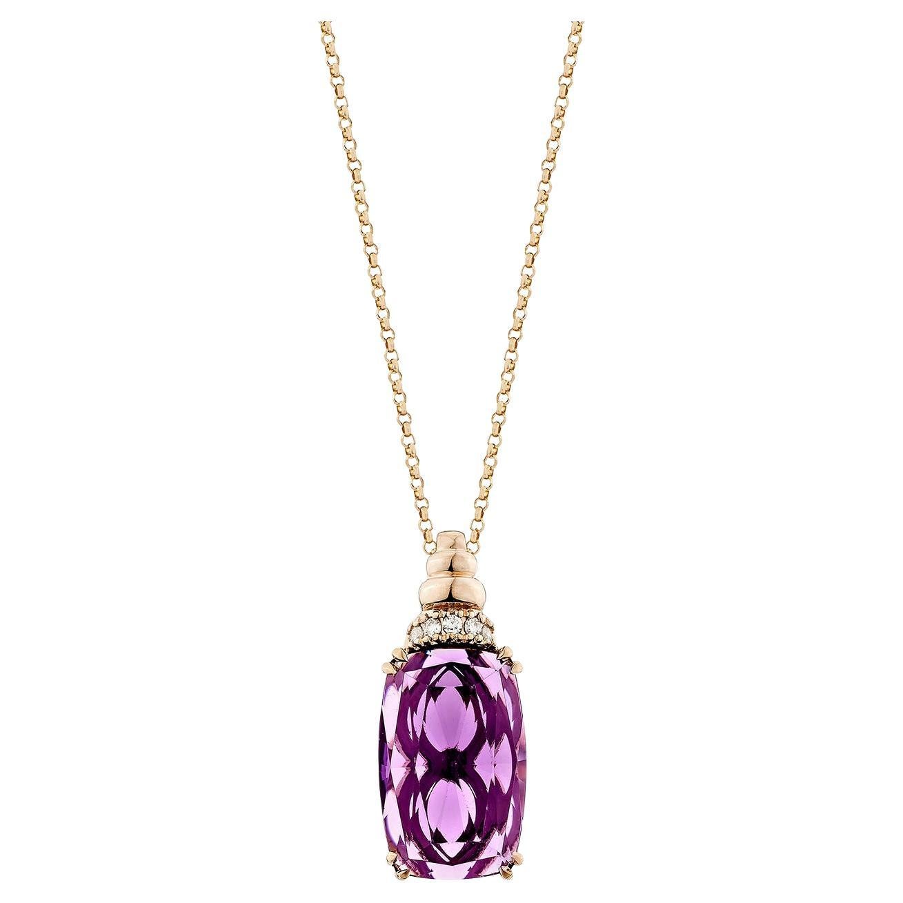 Sunita Nahata Amethyst 4.10ct. Pendentif en or rose 14 carats avec diamants