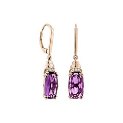 Sunita Nahata Amethyst 4.51ct. Drop Earring in 14KRG with White Diamond.