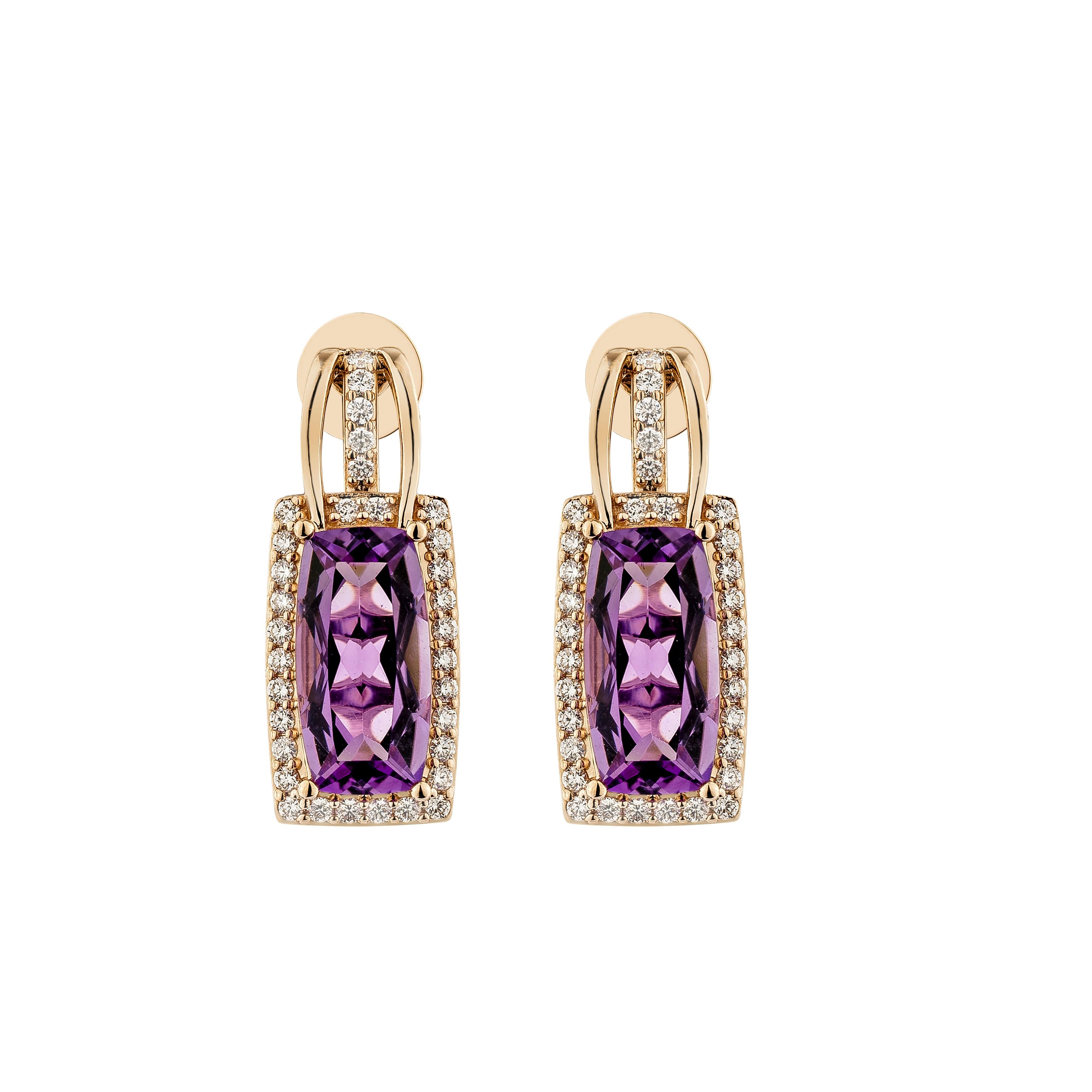 Contemporain Sunita Nahata Amethyst 4.52ct. Boucles d'oreilles en 14 carats avec diamant blanc. en vente