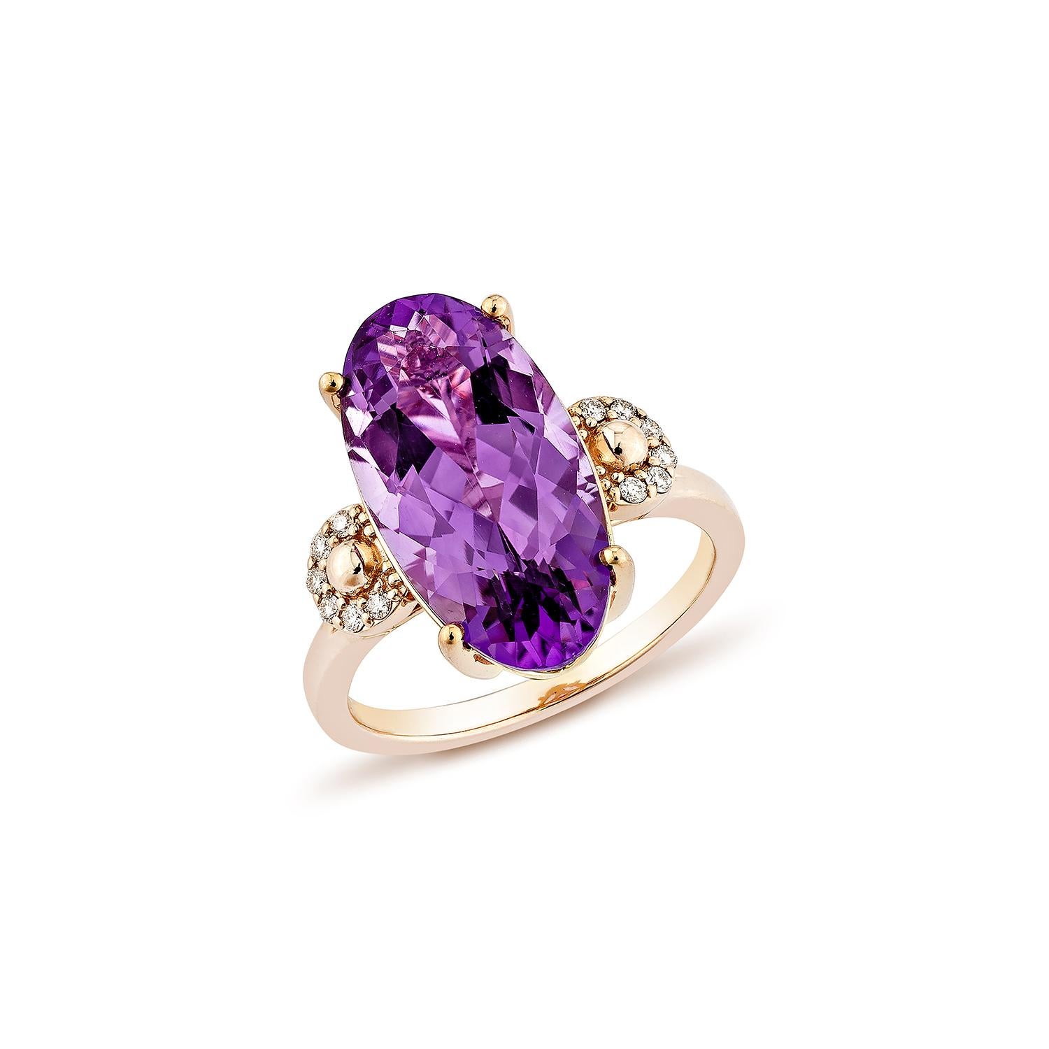 Sunita Nahata Amatista 6.21ct. Anillo de fantasía en oro rosa de 14 quilates con diamante. Contemporáneo en venta