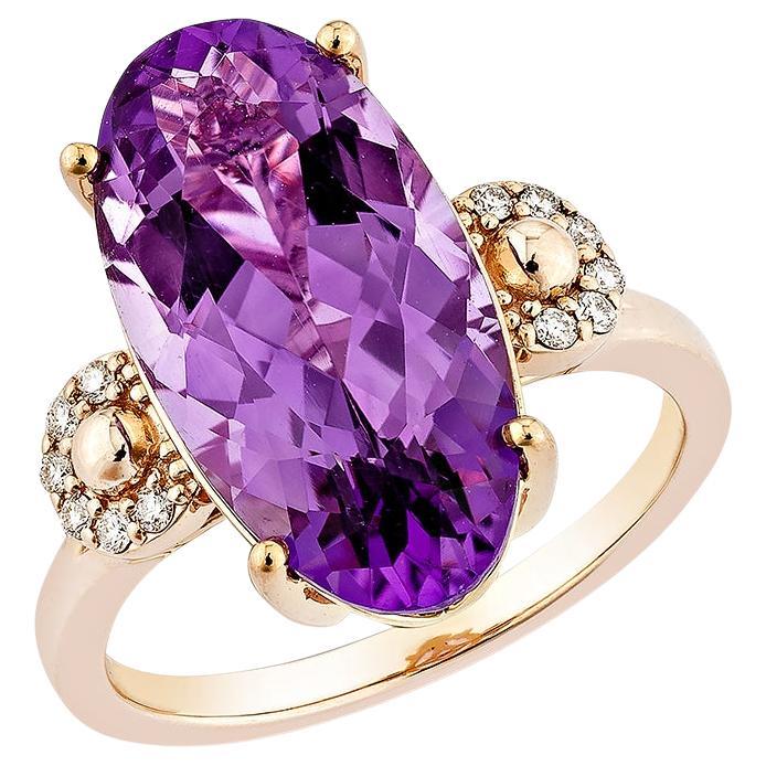 Sunita Nahata Amethyst 6.21 Karat. Fancy Ring aus 14 Karat Roségold mit Diamant.