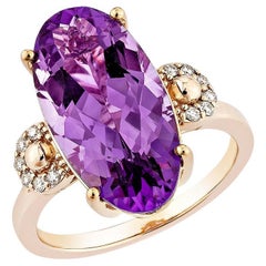 Sunita Nahata Amethyst 6.21ct. Fancy ring in 14Karat Rose Gold with Diamond.