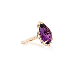 Sunita Nahata Amethyst 6.35ct. Ring in 18KRG with sapphire & White Diamond.
