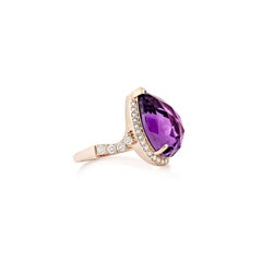 Sunita Nahata Amethyst 6.75ct. Fancy ring in 14Karat Rose Gold with Diamond.