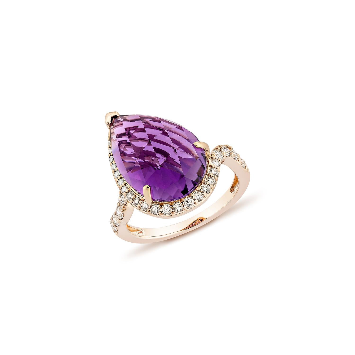 Sunita Nahata Amethyst 6.75 Karat. Fancy Ring aus 14 Karat Roségold mit Diamant. (Zeitgenössisch) im Angebot