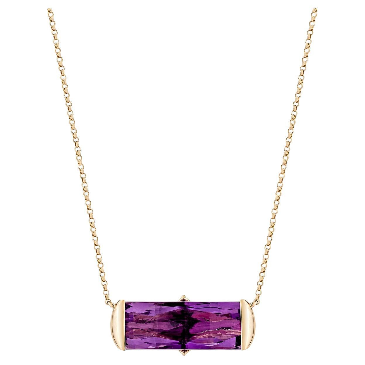 Sunita Nahata Amethyst 9.73ct. Pendant in 14Karat Rose Gold with Diamonds.