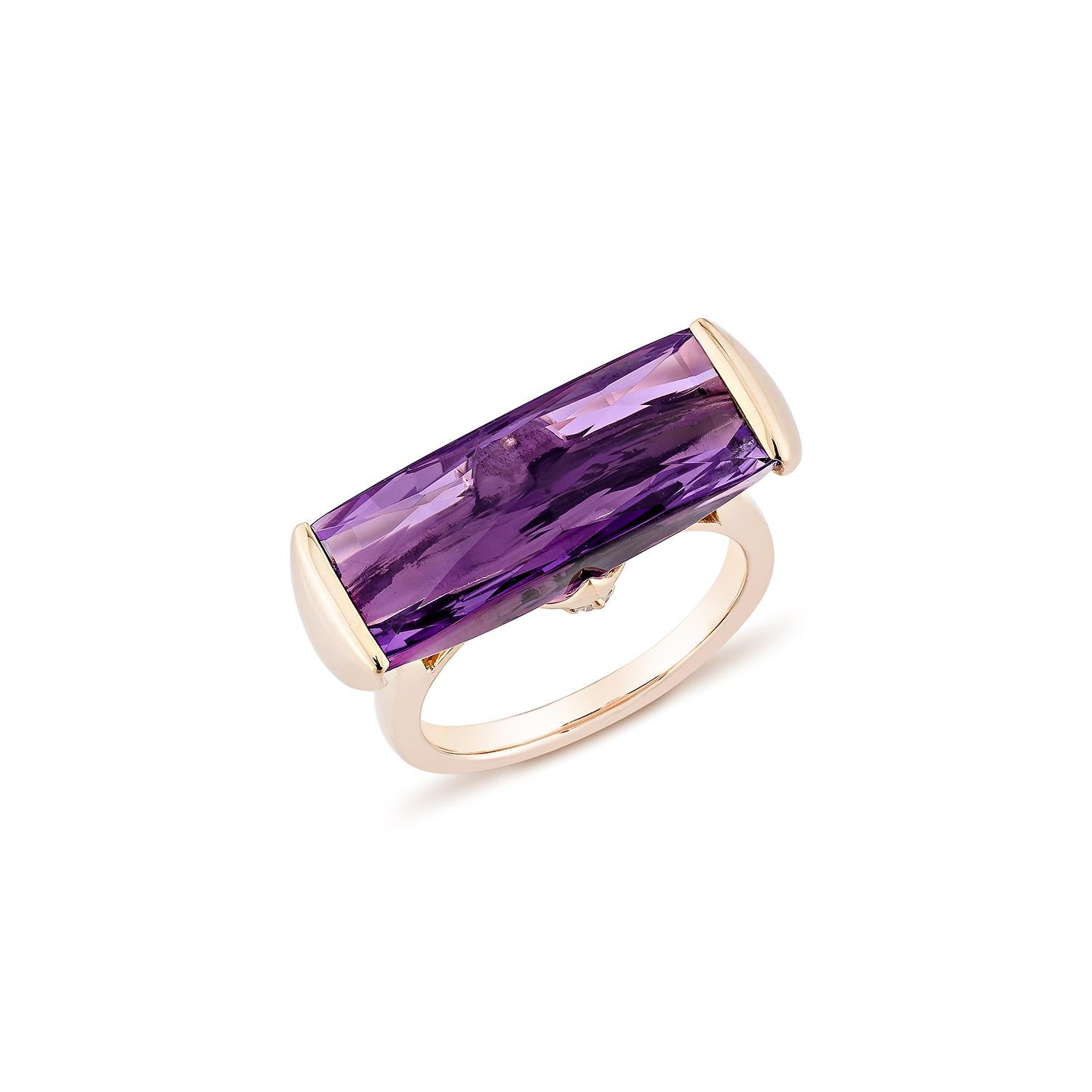 Sunita Nahata Amethyst 9.97 Karat. Fancy Ring aus 14 Karat Roségold mit Diamant. (Zeitgenössisch) im Angebot