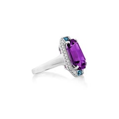 Sunita Nahata Amethyst, Blue Topaz 5.18ct. Fancy Ring in 14KWG with Diamond.