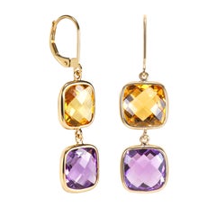 Sunita Nahata Amethyst & Citrin 13.87ct. Tropfenohrring aus 14KYG