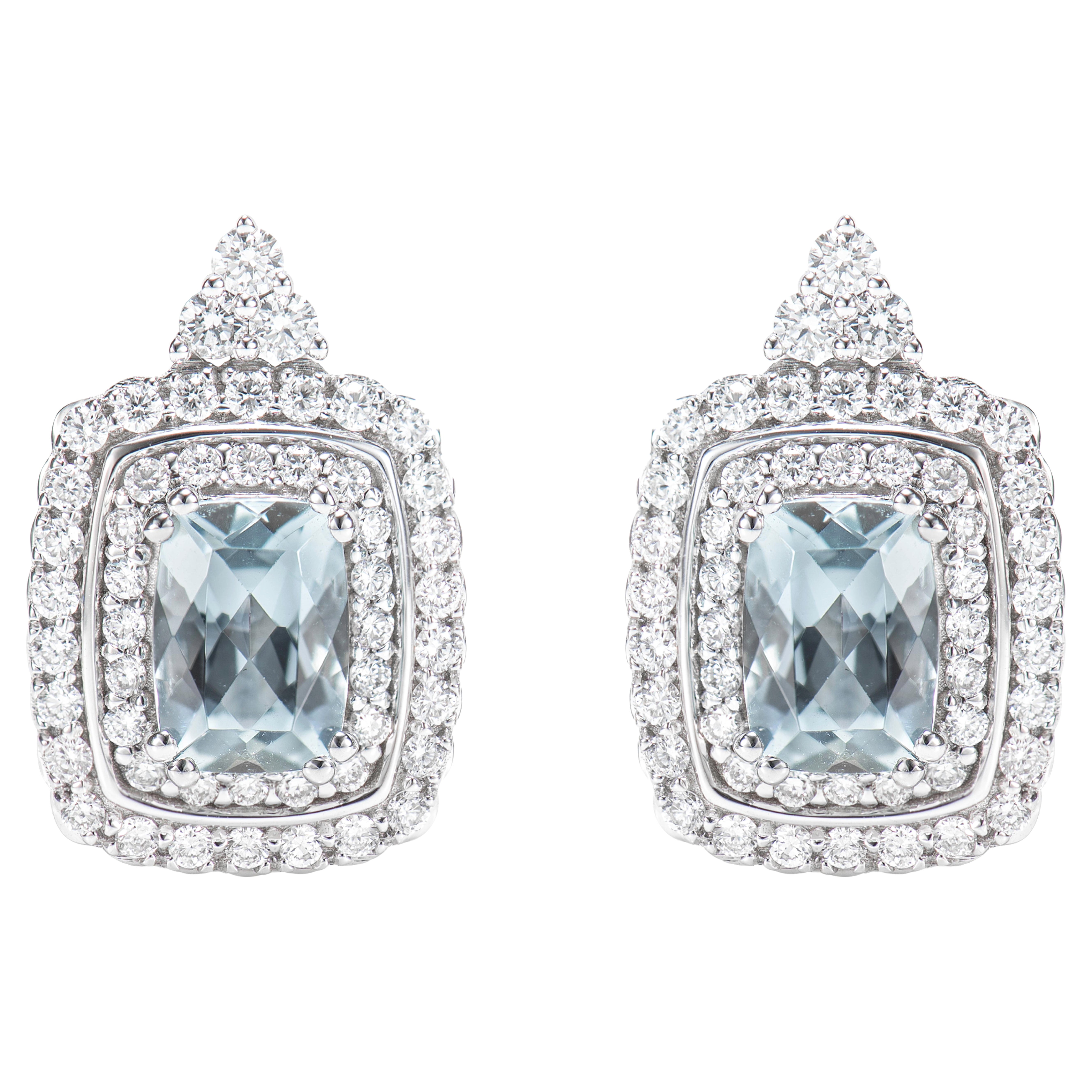 Sunita Nahata, clous d'oreilles aigue-marine 1,57 carat en or 18 carats avec diamants