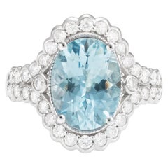 Sunita Nahata Aigue-marine 3.10ct. Bague fantaisie en or blanc 18 carats avec diamants