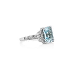 Sunita Nahata Aquamarine 3.54ct. Fancy Ring in 18KWG with Diamond.