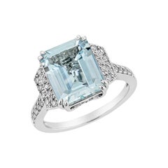 Sunita Nahata Aquamarine 3.54ct. Fancy Ring in 18KWG with Diamond.