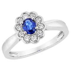 Sunita Nahata Zafiro azul 0.31ct. Anillo de fantasía en 18KWG con diamante.