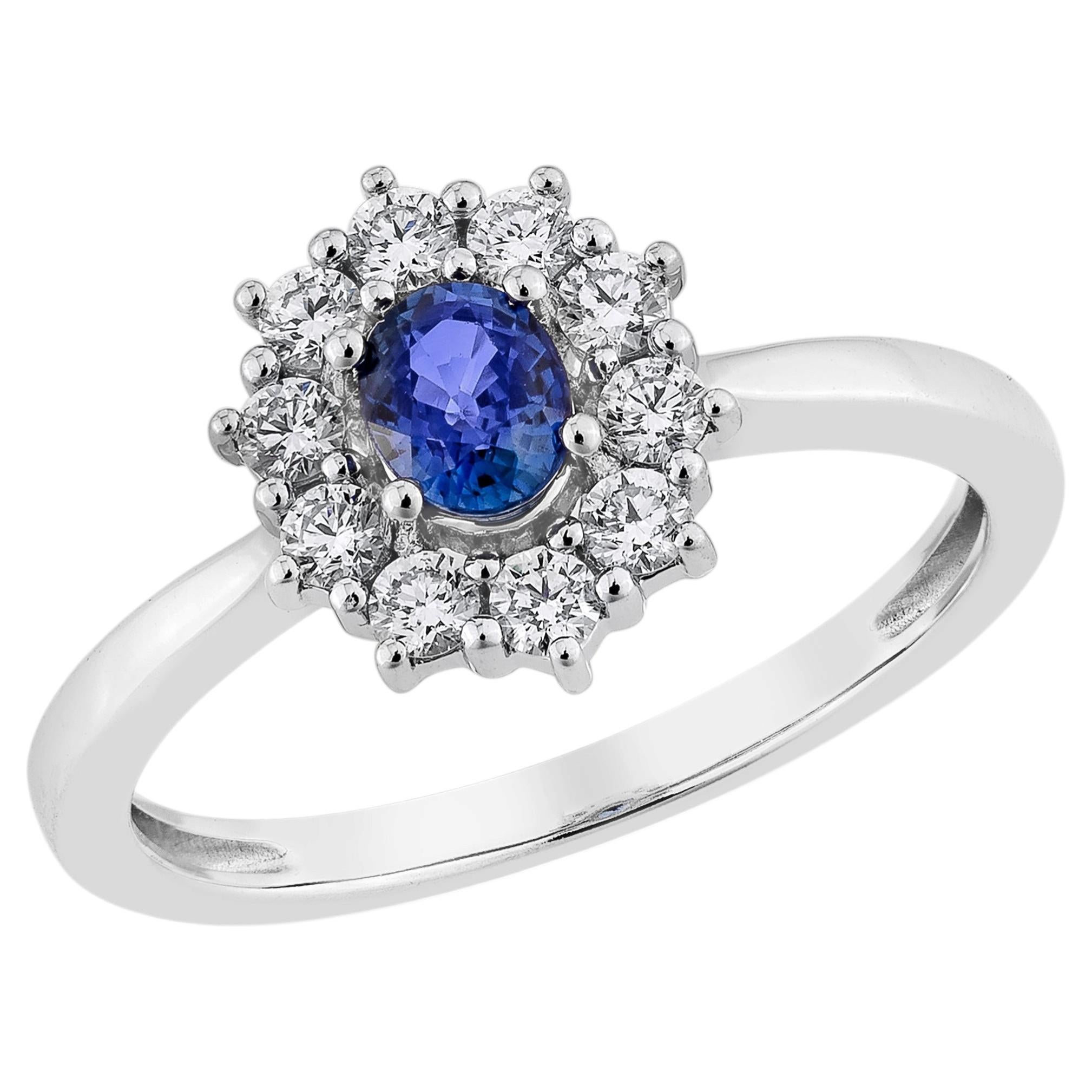 Sunita Nahata Blue Sapphire 0.35ct. Fancy Ring in 18KWG with Diamond.